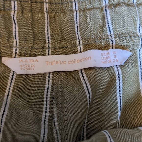 Zara Striped Paper Bag Cropped Pants - Picture 9 of 11